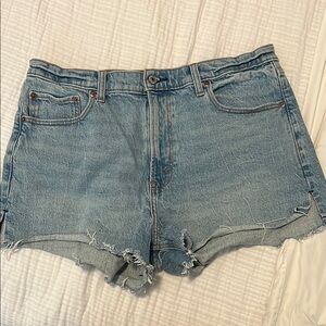Abercrombie High-Rise Light Blue Denim Cutoff Mom Shorts